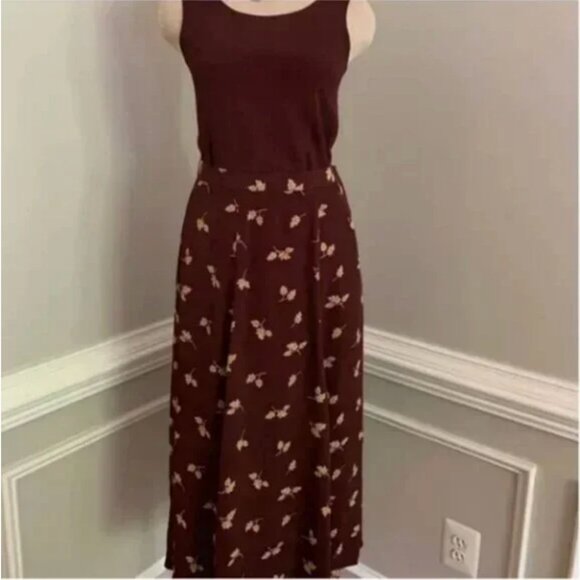 Liz Claiborne Vintage Leaf Print Maxi Skirt Small Petite - Picture 5 of 10